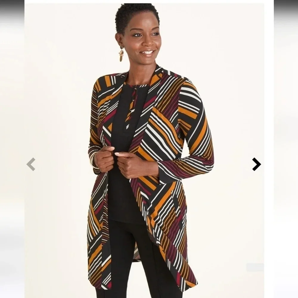 Chico’s Multicolor Travel Duster Jacket Size 4 NWT - Picture 1 of 10